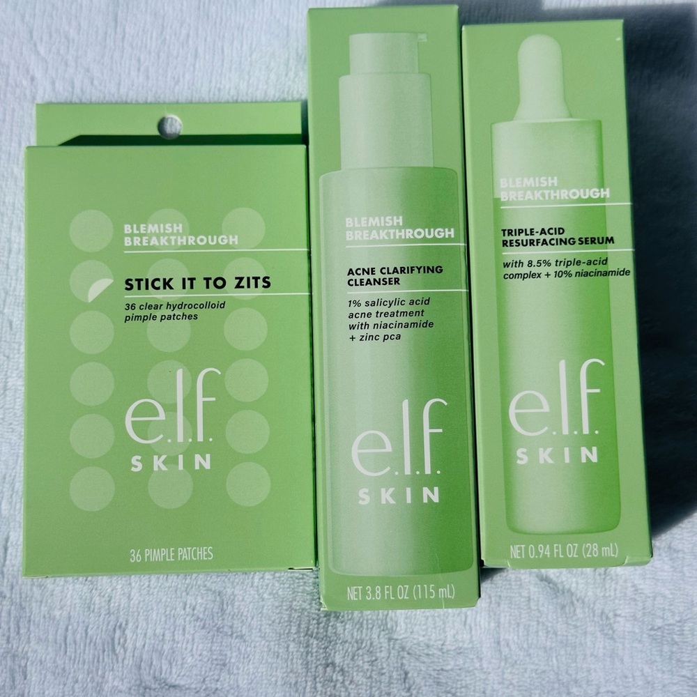 Elf Skin Blemish Breakthrough set: cleanser, serum, patches